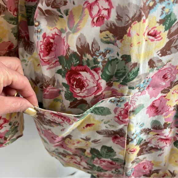 Vintage 80s Peabody House Floral Rose Print Blazer Jacket Pastel Longline Medium - Picture 8 of 10